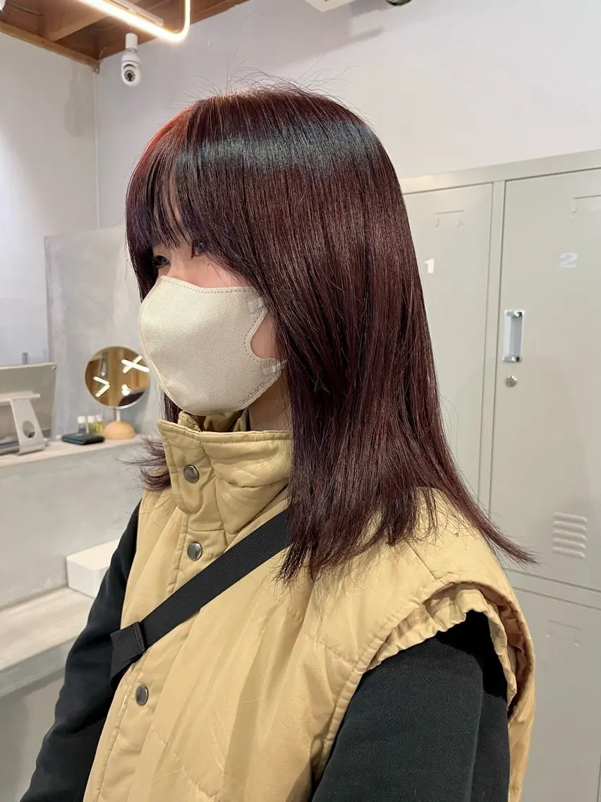 ロング カラー ブリーチ ブラウンカラー ダブルカラー ブリーチなしカラー レッドカラー ヘアカラー トリートメント ブリーチなしカラー ダブルカラーエクステのヘアスタイル