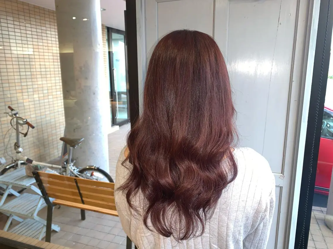 ロング カラー ブラウンカラー ピンクカラー ピンクブラウン ツキダテ ユイのヘアスタイル