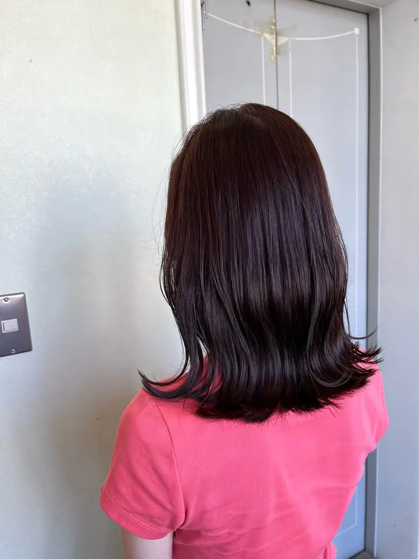 ミディアム カラー ブラウンカラー パープルカラー パープルブラウン カット ヘアカラー トリートメント NUMBER 天王寺 🌼yuriのヘアスタイル