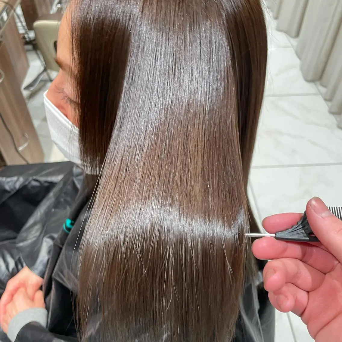 セミロング パーマ セミロングパーマ 縮毛矯正 ストレートパーマ ヘアカラー トリートメント 🇰🇷韓国ヘア★ 副店長.쿠리타⭐︎のヘアスタイル