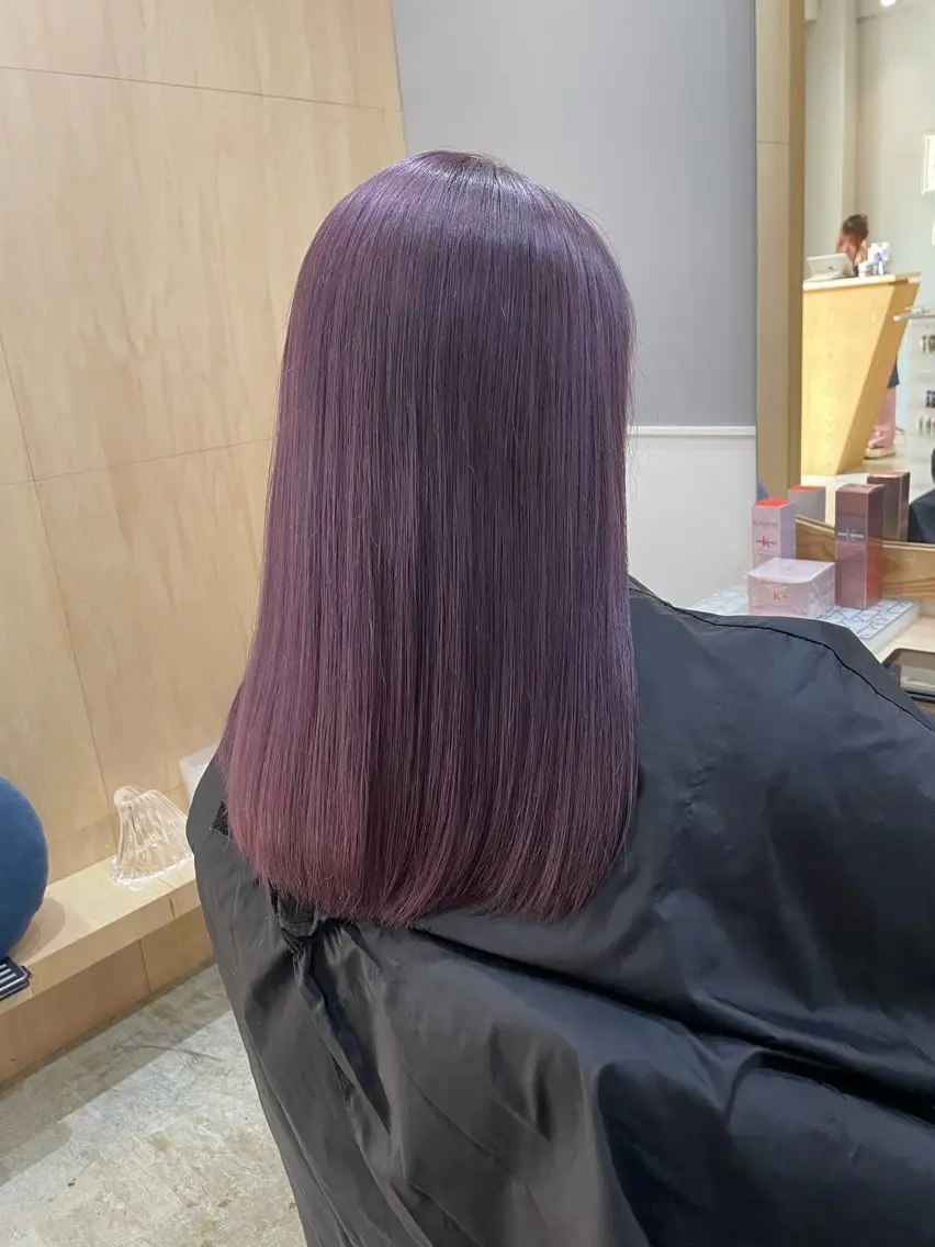 ミディアム カラー ピンクカラー バイオレットカラー バイオレットピンク miloc かおりのヘアスタイル