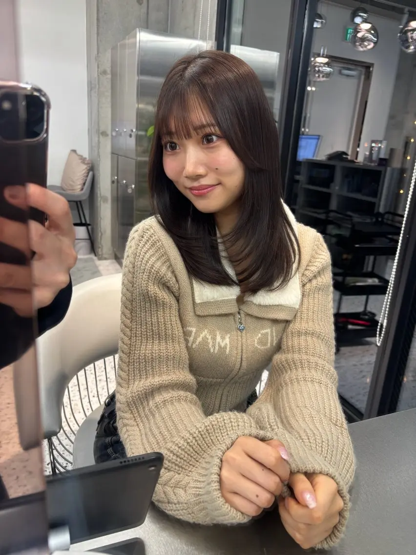 ミディアム カラー ヘアアレンジ ヘアカラー トリートメント 【博多髪質改善】 吉村 清志のヘアスタイル