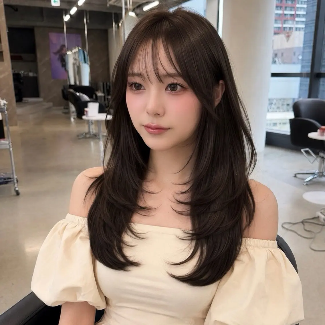 セミロング カット ヘアカラー トリートメント レイヤーカット/髪質 改善/momo🎀のヘアスタイル