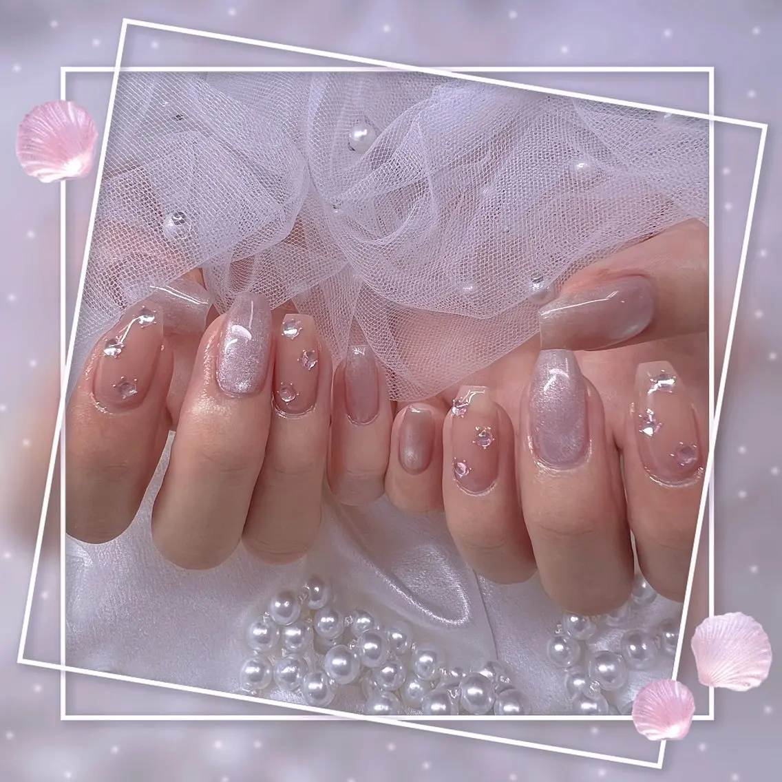 ネイル チークネイル フレンチネイル グラデーション マグネットネイル マグネットフレンチ ハンドネイル Chill Nailsalonのネイルデザイン