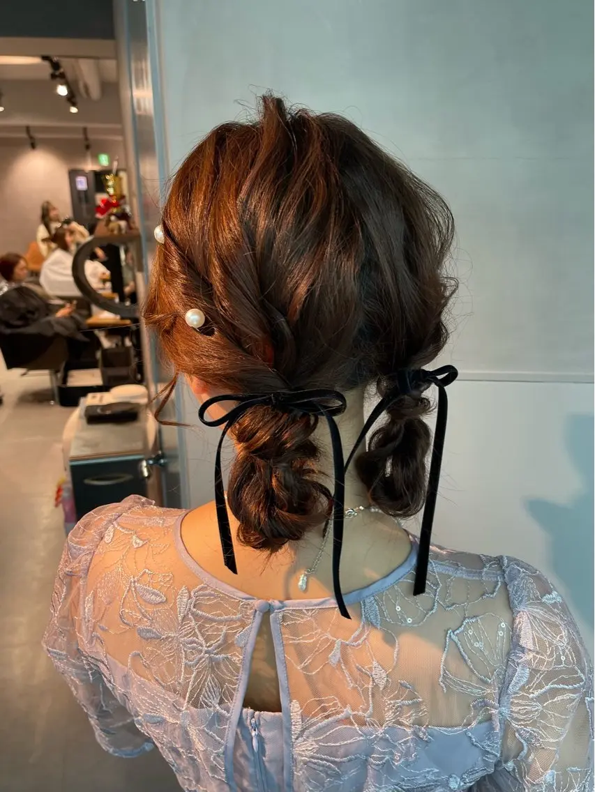 セミロング 卒業式のヘアスタイル 韓国風ヘア 浴衣 推し活アレンジ🎀艶 カラー🫧nanoのヘアスタイル