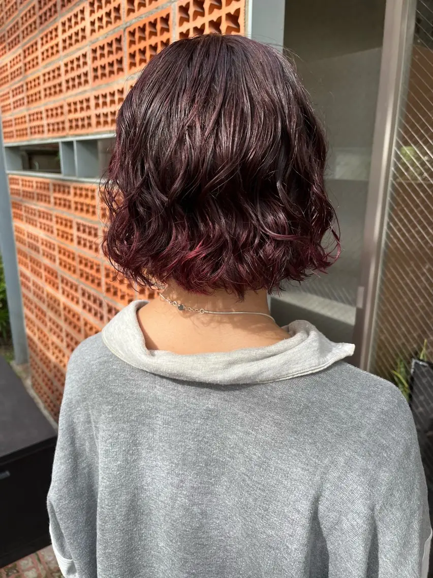 ミディアム カラー パーマ カット パーマ トリートメント 表参道🌿赤み消し カラー/チナツのヘアスタイル
