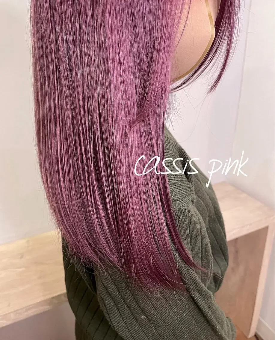 ロング カラー ブリーチ カシス ピンクカラー 💝ブリーチ ショート/れい💝のヘアスタイル