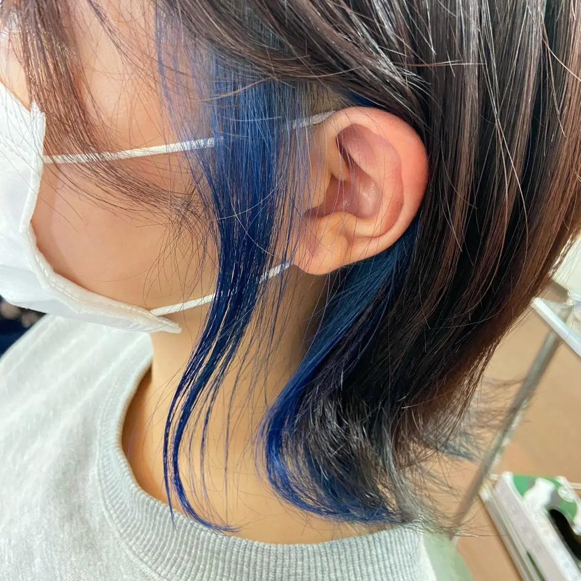 ミディアム カラー ブルーカラー イヤリングカラー バイオレットカラー 💜推しインナー カラー/菊池柊真💜のヘアスタイル