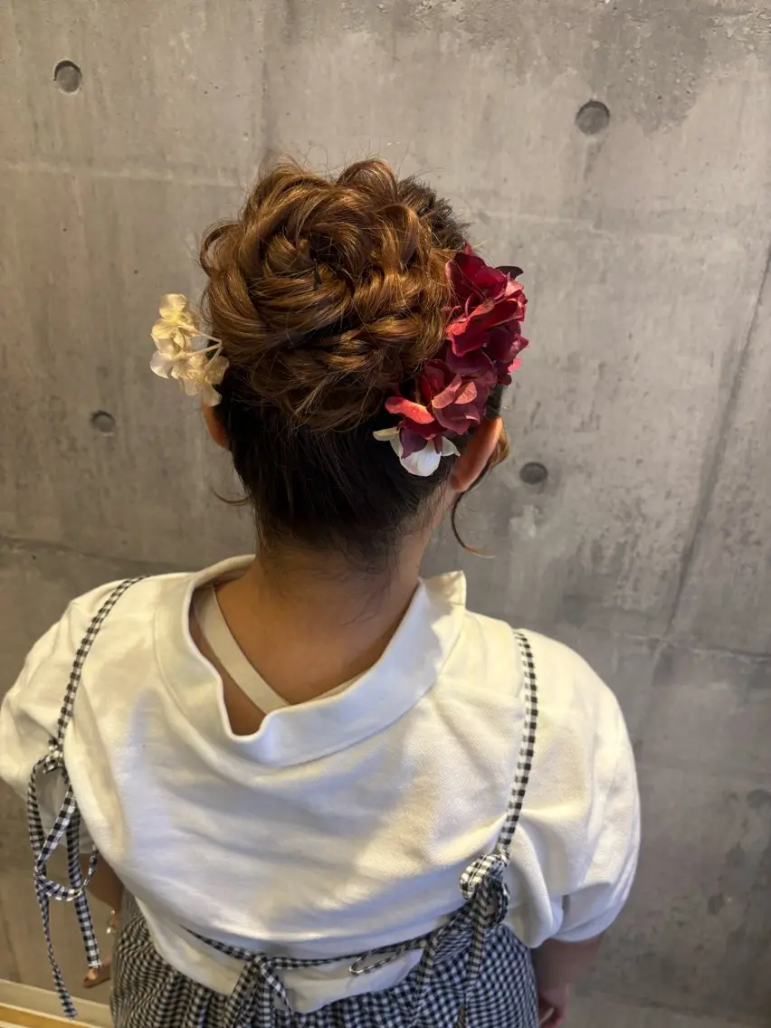 ヘアアレンジ お団子ヘア 浴衣 加藤 つばさのヘアスタイル