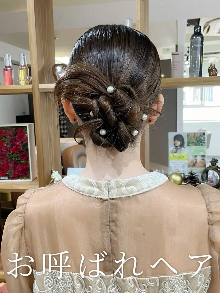 ロング ヘアアレンジ ハーフアップ ポニーテール ツインテール 結婚式・ブライダル 三つ編み ヘアセット 韓国風パーマ/ヘア セット/店長みづきのヘアスタイル
