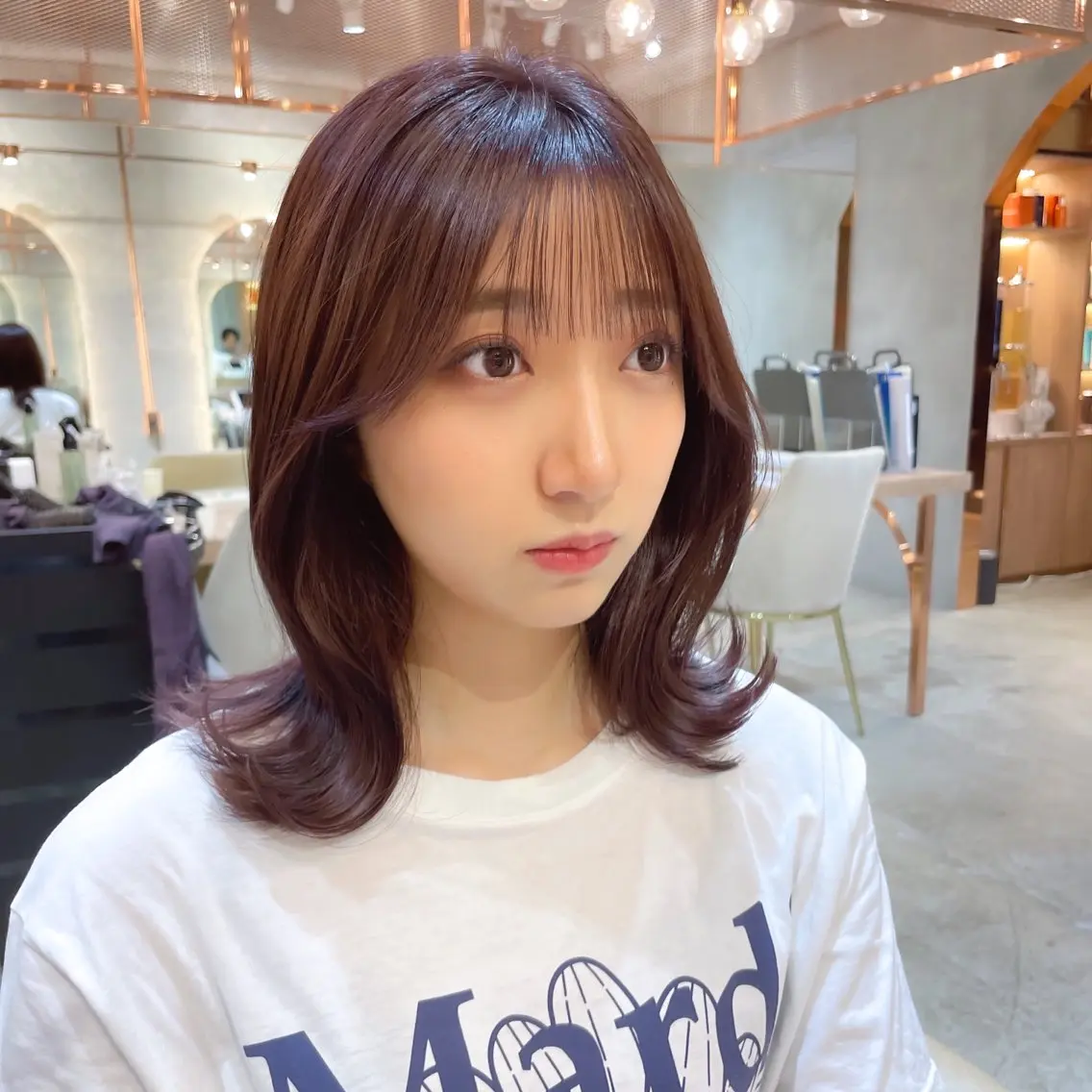 ミディアム カラー カット ヘアカラー 縮毛矯正 トリートメント レイヤー/韓国ヘア 縮毛矯正🫧鈴木颯のヘアスタイル