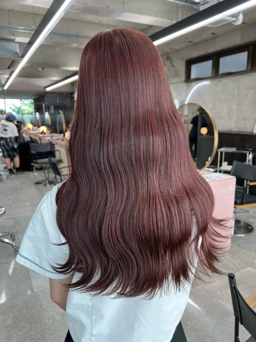 ロング カラー ブラウンカラー ピンクカラー ピンクブラウン ヘアカラー トリートメント azumi/グレー ジュ/オリーブ/縮毛のヘアスタイル