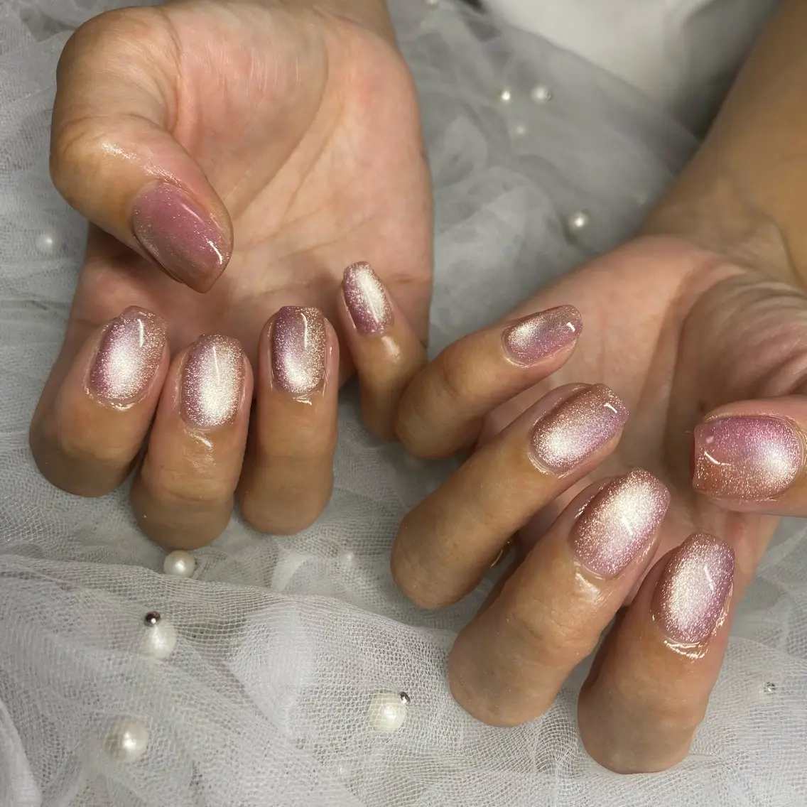 ネイル マグネットネイル ピンク Y. nailのネイルデザイン