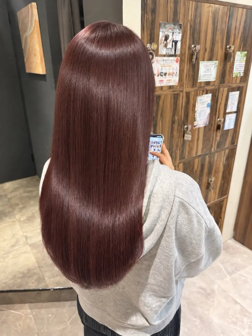 カラー カシス ピンクカラー ヘアカラー 中山 美憂のヘアスタイル