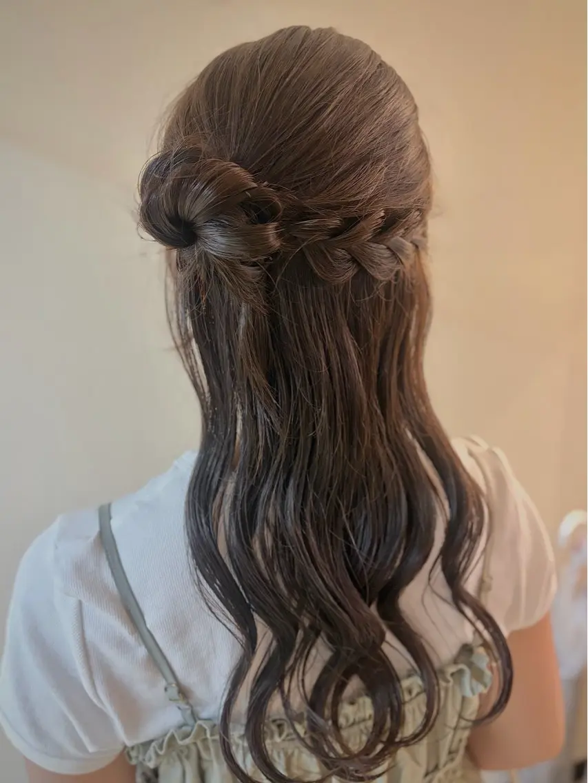ロング ヘアアレンジ ハーフアップ ポニーテール 結婚式・ブライダル 韓国風ヘア ヘアセット cana 札幌レイヤースタイルのヘアスタイル