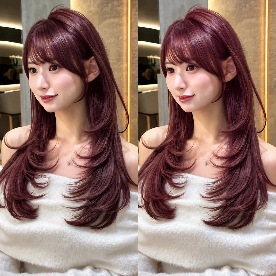 セミロング カット ヘアカラー トリートメント 韓国レイヤー🌸 艶髪🫧池袋/礼二郎のヘアスタイル