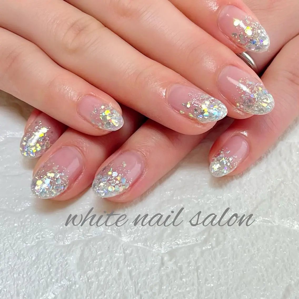 ネイル フットネイル ジェルネイル グラデーション ハードジェル ラメ(グリッター) white nail salonのネイルデザイン