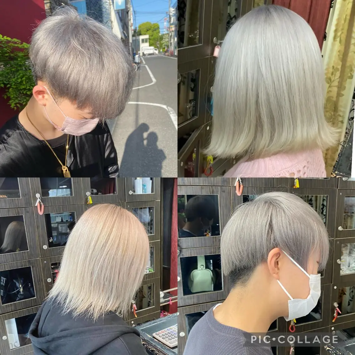 ショート カラー シルバー ヘアカラー トリートメント グレージュ達人/赤み 消し/ブリーチ/岩崎のヘアスタイル