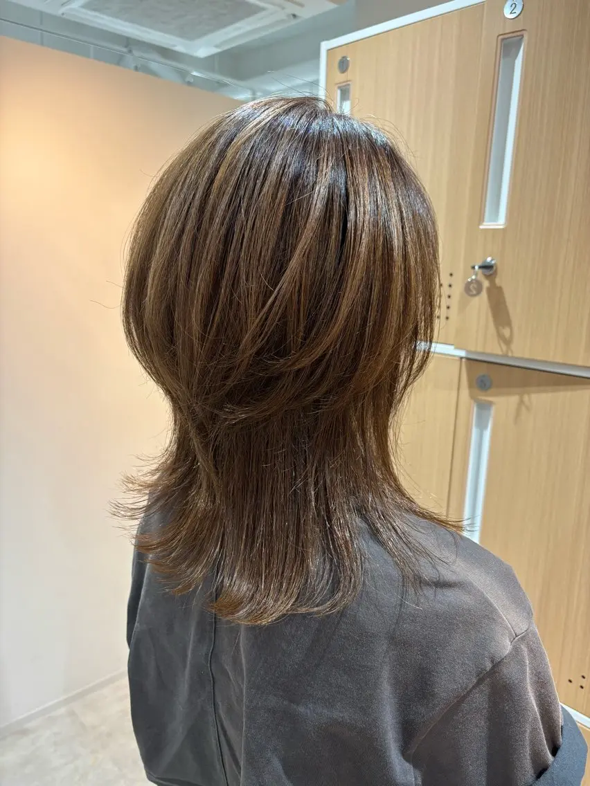 ミディアム カラー パーマ ウルフカット 🤍美髪縮毛/髪質 改善/池上夏凜🤍のヘアスタイル