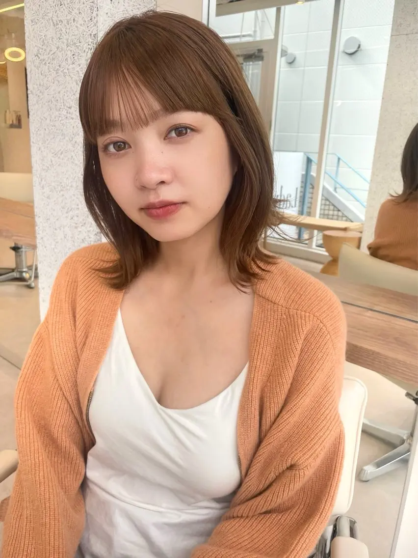 ミディアム ボブレイヤー ボブ くびれヘア 韓国風ヘア レイヤーカット カット 結べるレイヤーボブ くびれLady表参道のヘアスタイル