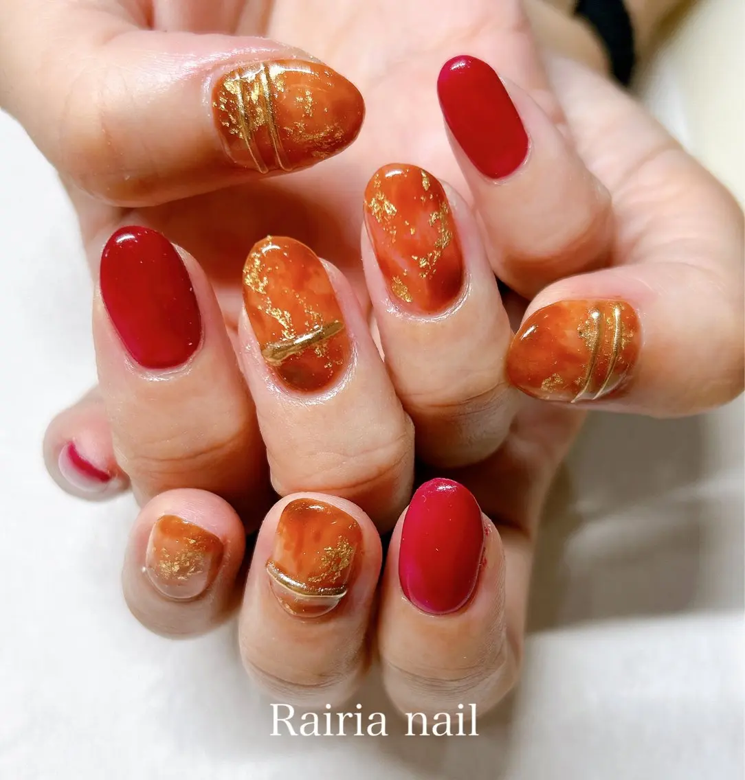 ネイル べっ甲ネイル ジェルネイル パラジェル Rairia nail本八幡店のネイルデザイン