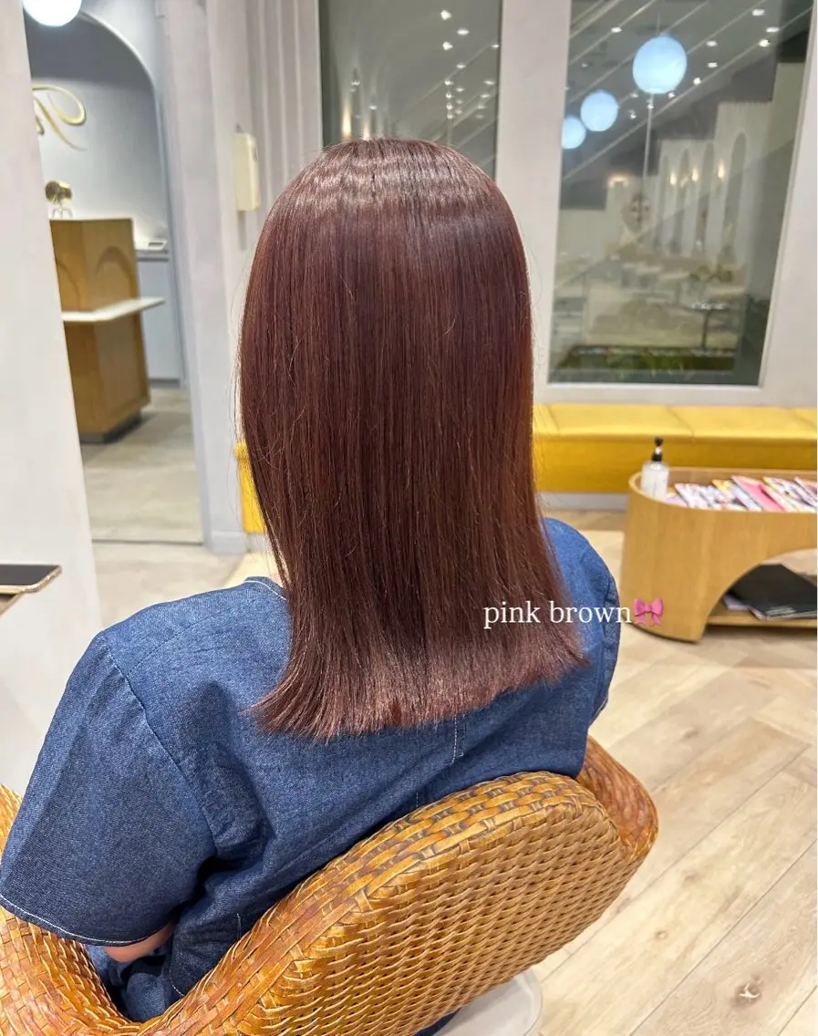 ミディアム カラー ブラウンカラー ピンクカラー 柴田 千春のヘアスタイル