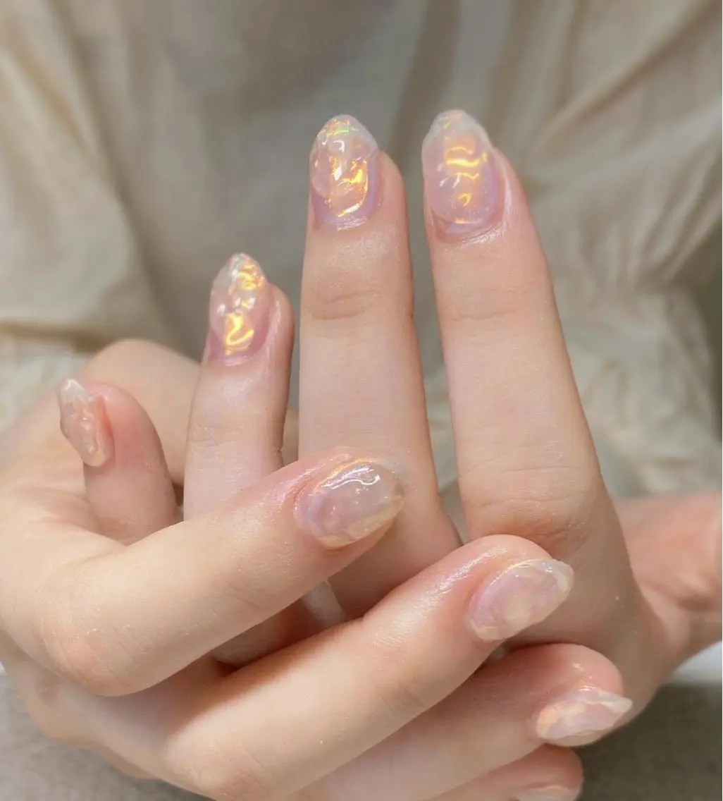ハンドネイル 【オフ有🦋オーロラネイル/ミラーネイル🦋】の写真