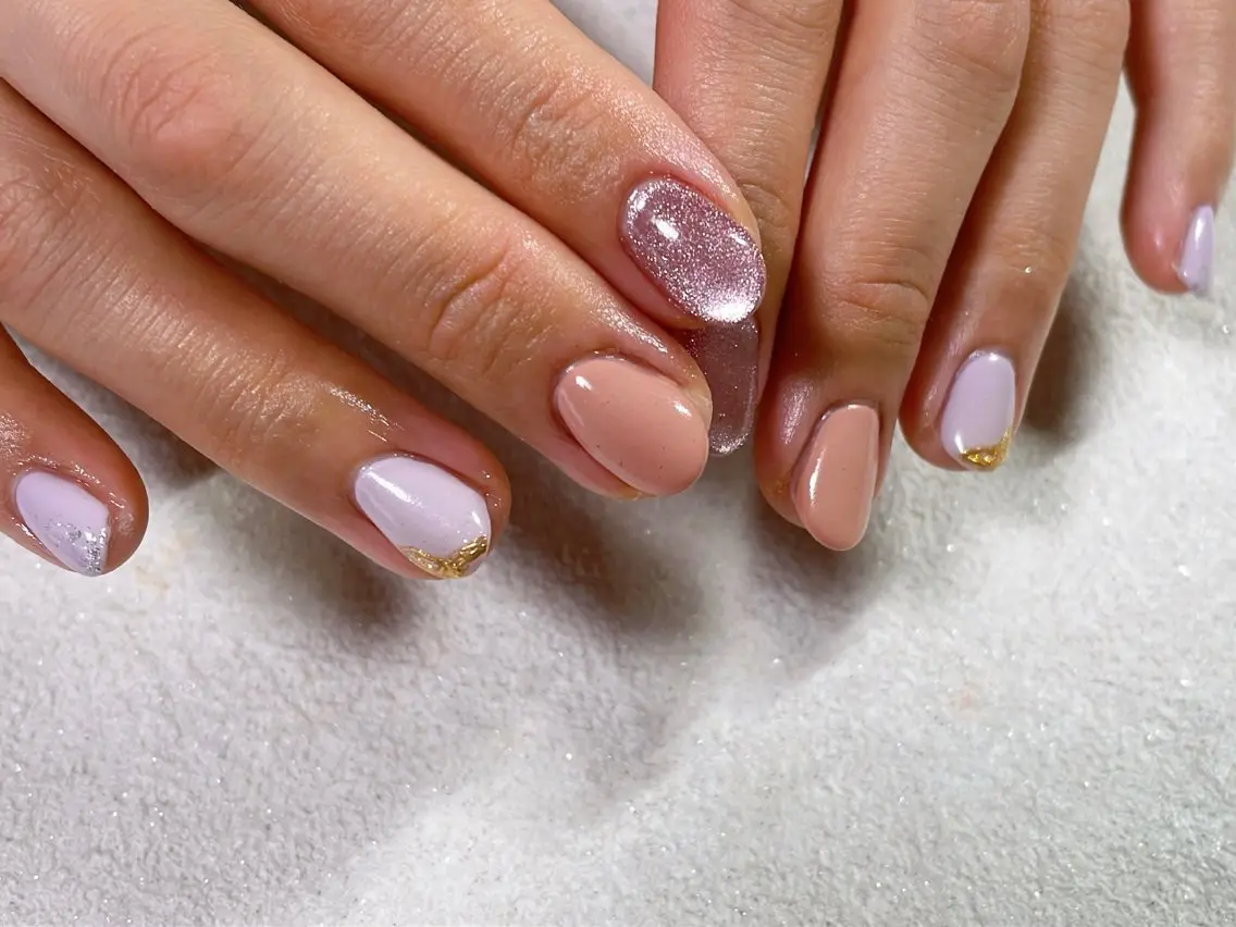 ネイル オーロラネイル フットネイル フレンチネイル ジェルネイル 韓国ネイル ハンドネイル kiki nail &brow二子玉川のネイルデザイン