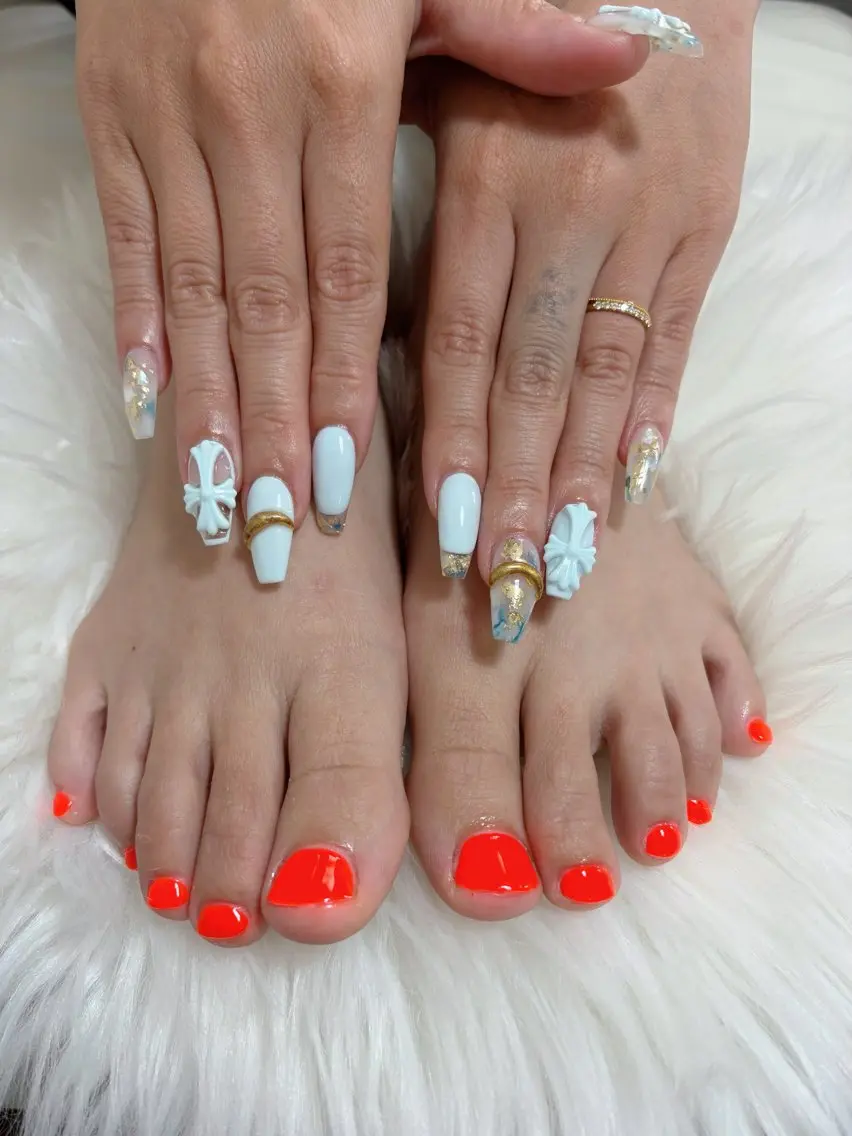 ネイル アートネイル オーロラネイル チークネイル 長さ出し フットネイル Chan nailsのネイルデザイン