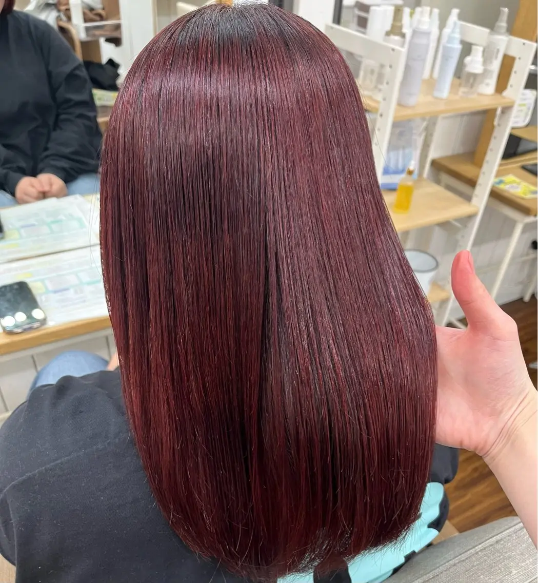 ロング カラー パーマ レッドカラー 髪質改善 縮毛矯正 カット ヘアカラー 縮毛矯正 YUIMARL 倉敷店🌸SAEのヘアスタイル