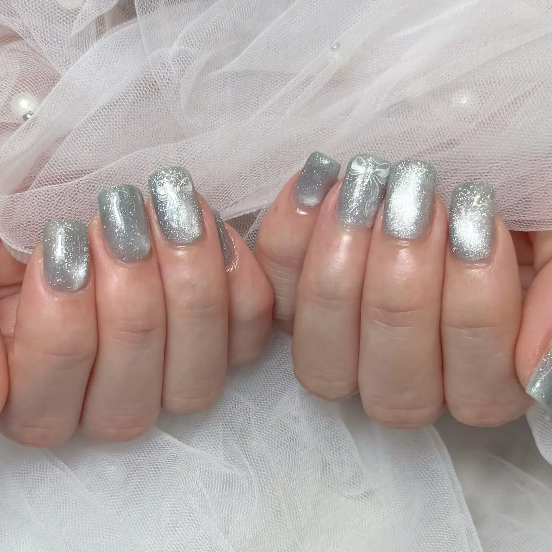 ネイル フラッシュネイル フラッシュマグ マグネットネイル ハンドネイル mau🩵 堺筋本町nailのネイルデザイン