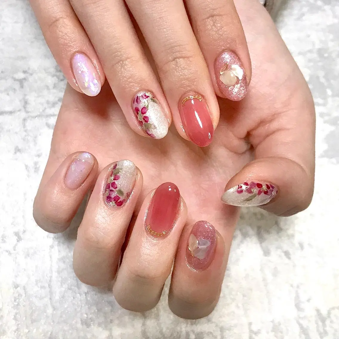 ネイル アートネイル フラワーネイル ワンカラーネイル ステラ marikominoのネイルデザイン