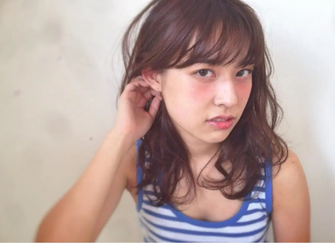 ミディアム セミロング ロング カラー パーマ 💁♂️メンズカッ トパーマ💈大田涼華のヘアスタイル