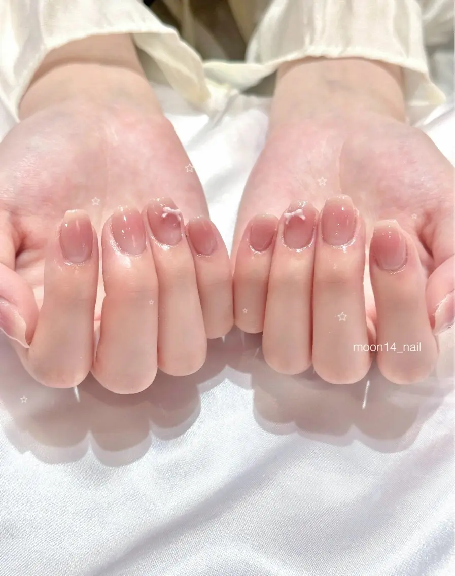 ネイル チークネイル ジェルネイル パラジェル ピンク リボン ハンドネイル natsuki 💫のネイルデザイン