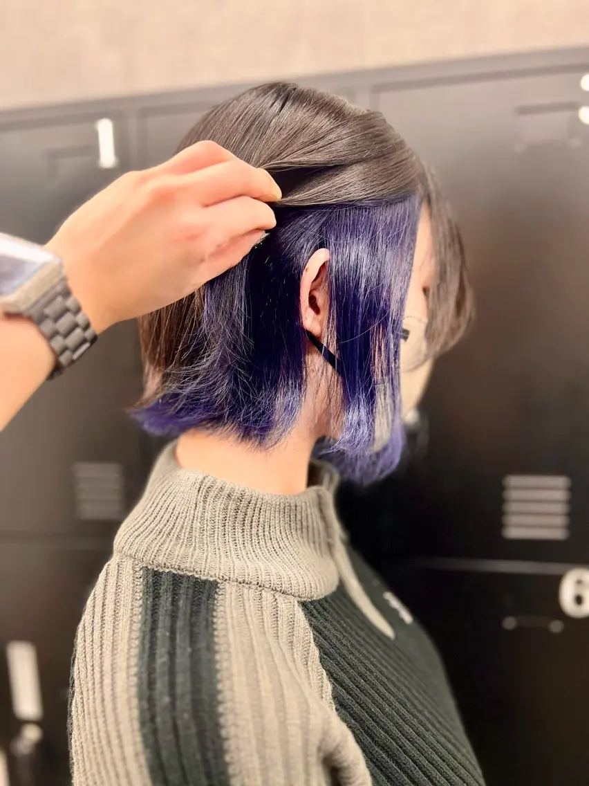 ミディアム カラー ブルーカラー バイオレットカラー カット ヘアカラー 透明感カラー特化🫧 🦋栗原🦋のヘアスタイル