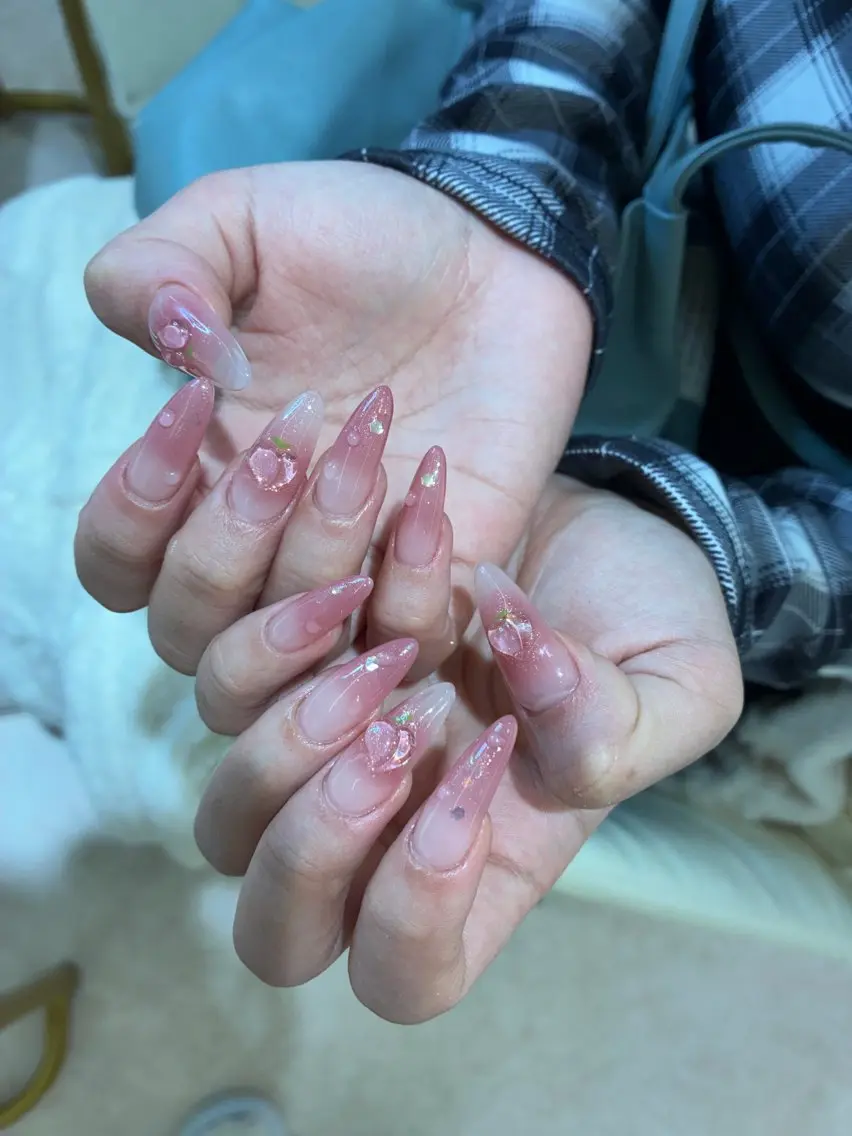 ネイル チークネイル 長さ出し フレンチネイル ガーリー 韓国ネイル Sun Nail linaのネイルデザイン