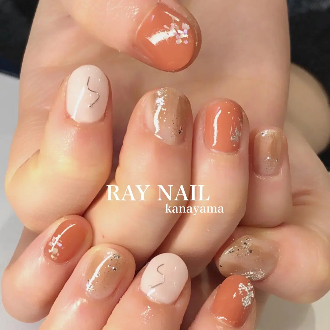 ネイル オレンジ パステルネイル Arowa 伊田のネイルデザイン
