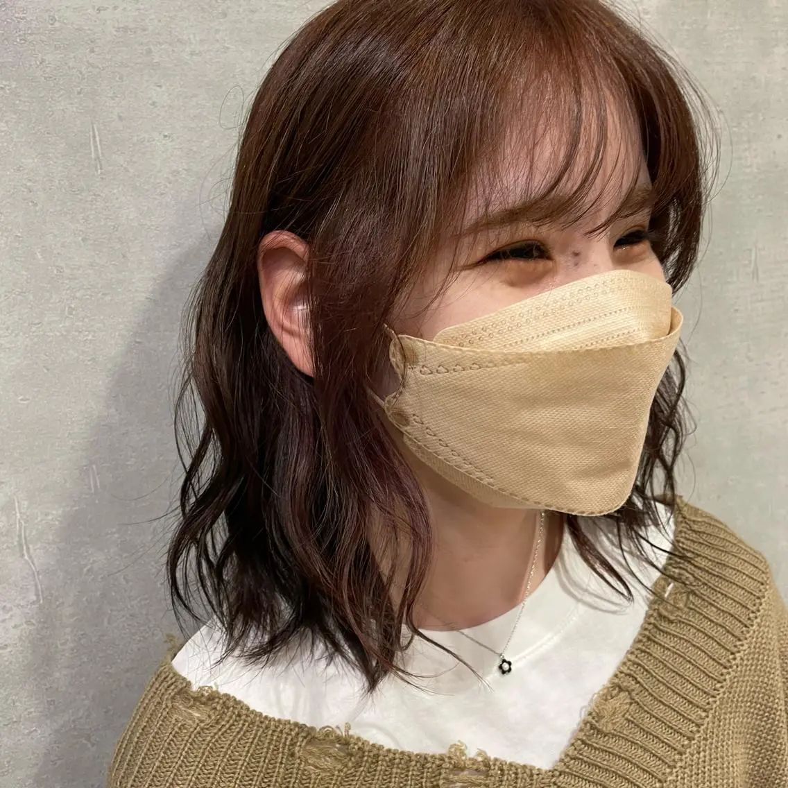 ミディアム カラー ブラウンカラー ピンクカラー ピンクブラウン バイオレットカラー 🍮中山詩乃🍮顔 まわりデザイン◎のヘアスタイル