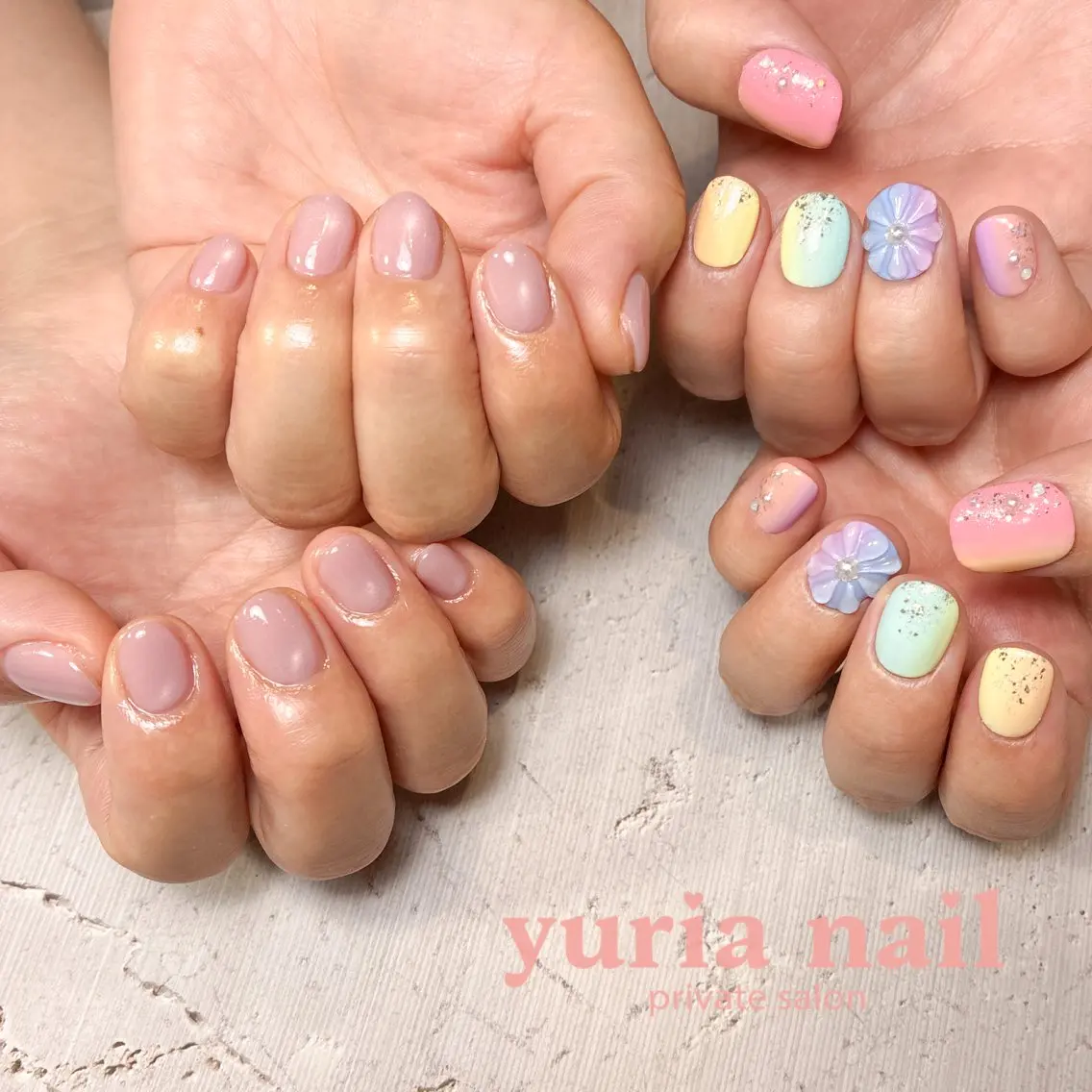 ネイル マグネットネイル ピンク 夏ネイル ネイルチップ ハンドネイル 小林 ゆりあのネイルデザイン