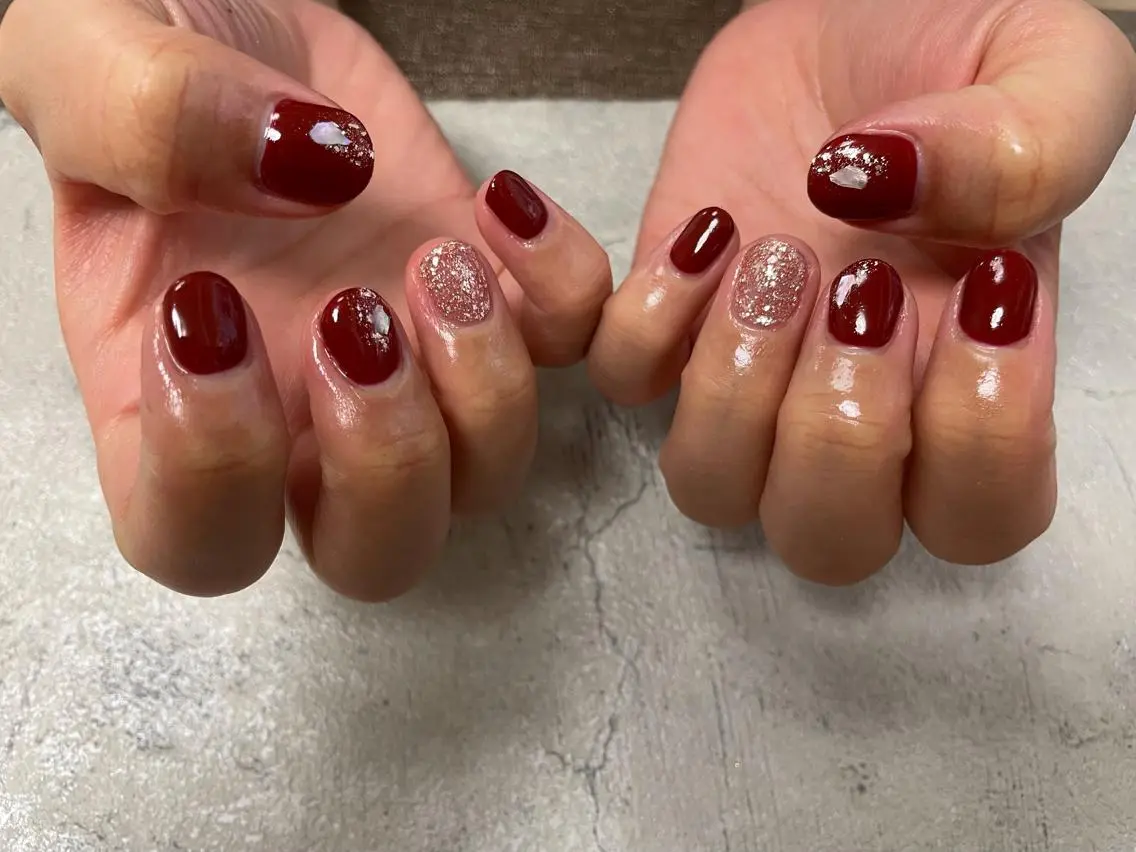 ネイル ボルドー ハンドネイル mogunail &blowのネイルデザイン