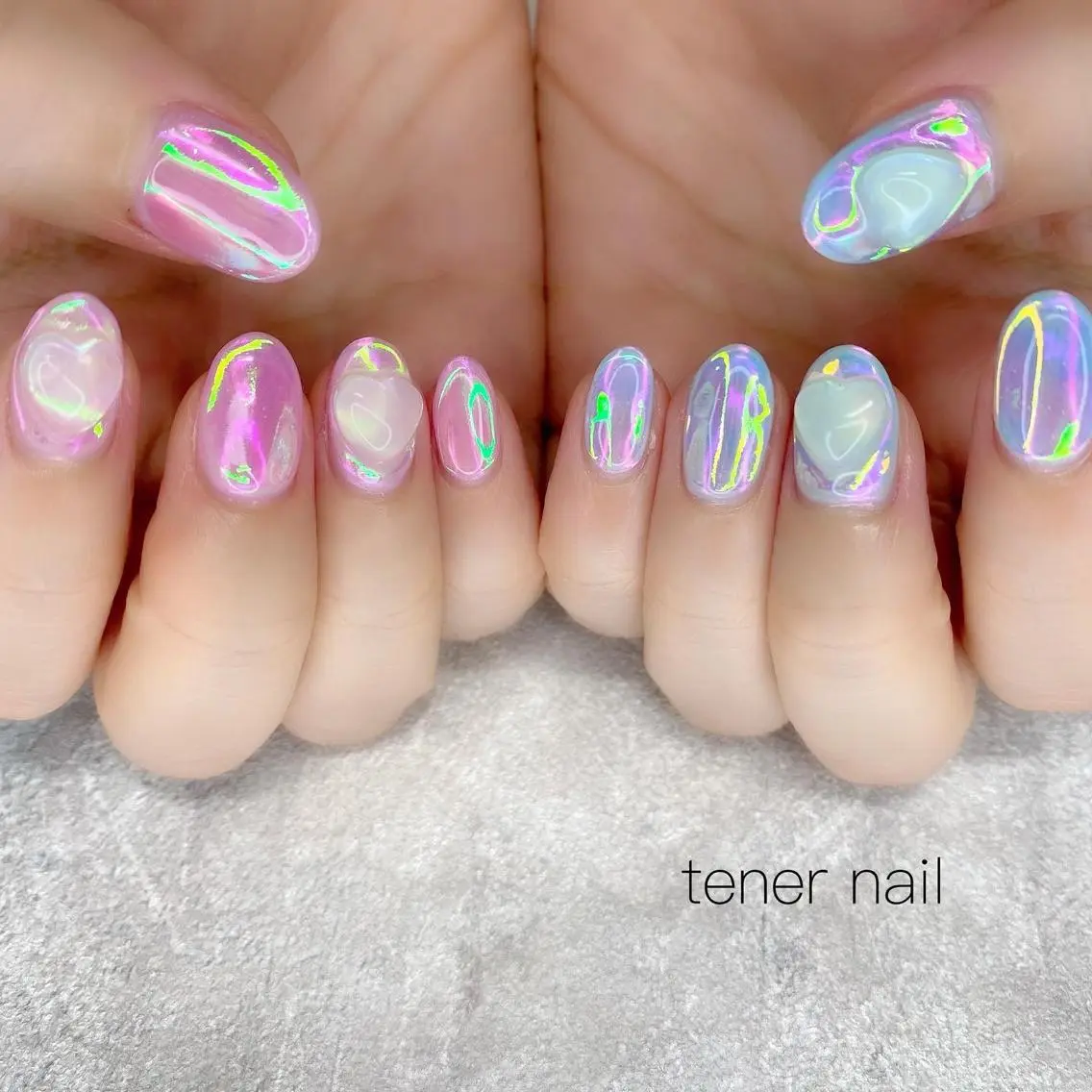 ネイル ハート 氷ネイル・うるうるネイル UVネイル テネルネイル tener nailのネイルデザイン