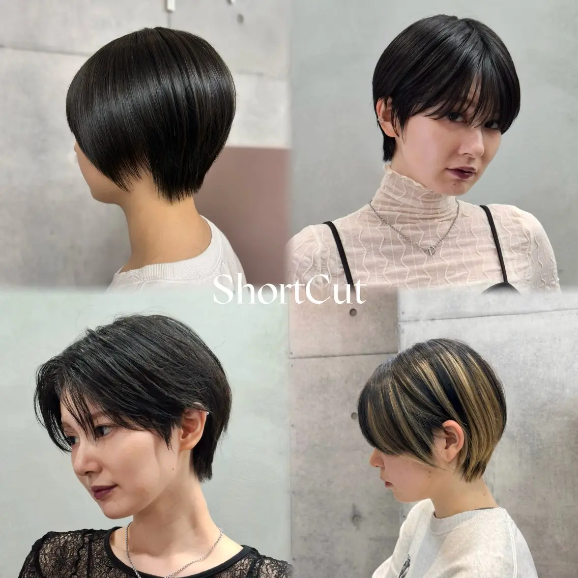 ショート ヒナ/レイヤーカット 艶感ワンカラーのヘアスタイル