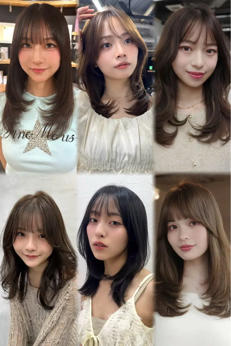 セミロング カラー くびれヘア ハッシュカット 韓国風ヘア レイヤーカット カット ヘアカラー 坂齋大地／レイヤー/ ダブルカラーのヘアスタイル