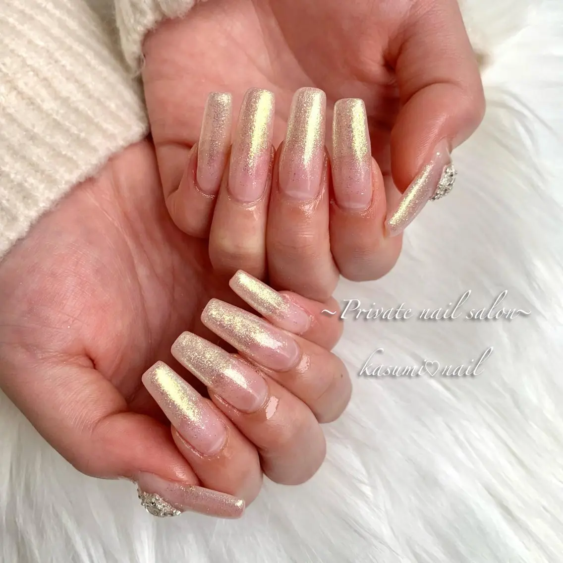 ネイル アートネイル ラメ(グリッター) マグネットネイル ミラーネイル 持ち込み KASUMI♡ Nailのネイルデザイン