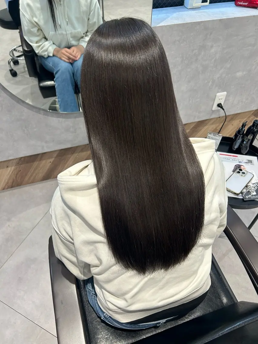 ロング 髪質改善 縮毛矯正 トリートメント 柴田樹/大人可愛い 艶髪カラー/髪質改善のヘアスタイル