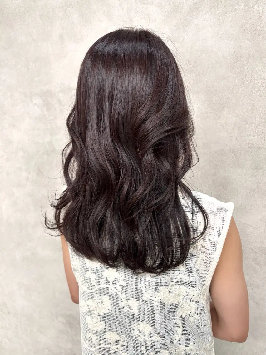 セミロング カラー パープルカラー ヘアカラー トリートメント 🖤顔まわり 盛れヘア⟡アズサ🖤のヘアスタイル