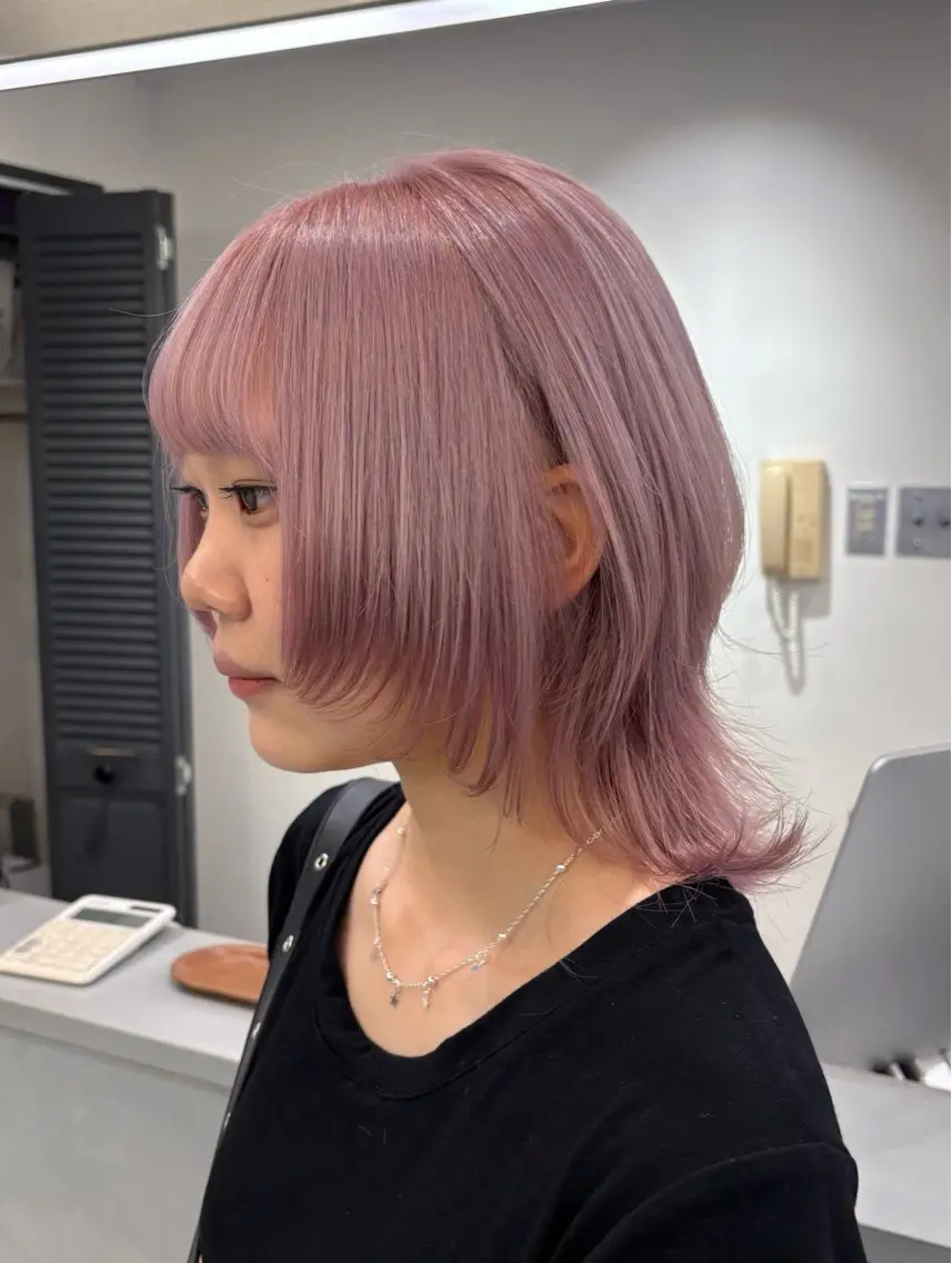 ミディアム カラー ラベンダーカラー ピンクカラー ピンクラベンダー ヘアカラー ケアブリーチ🌟 ♢WATARU♢のヘアスタイル