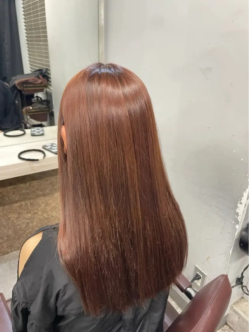 ロング カラー ブリーチ ブリーチなしカラー オレンジ 多系統似合わせ/ tsuburaのヘアスタイル