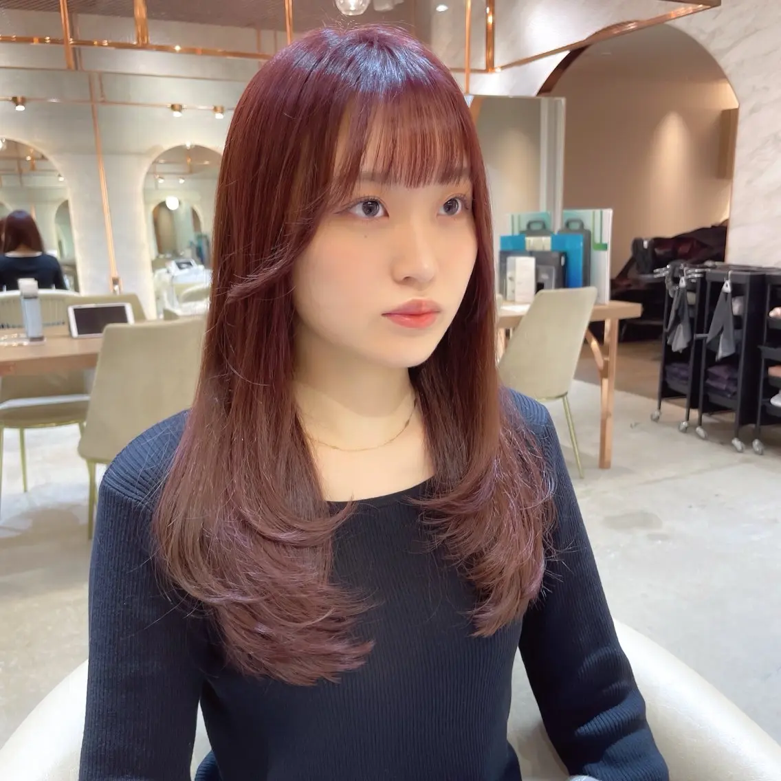 セミロング カラー カット ヘアカラー 縮毛矯正 トリートメント レイヤー/韓国ヘア 縮毛矯正🫧鈴木颯のヘアスタイル