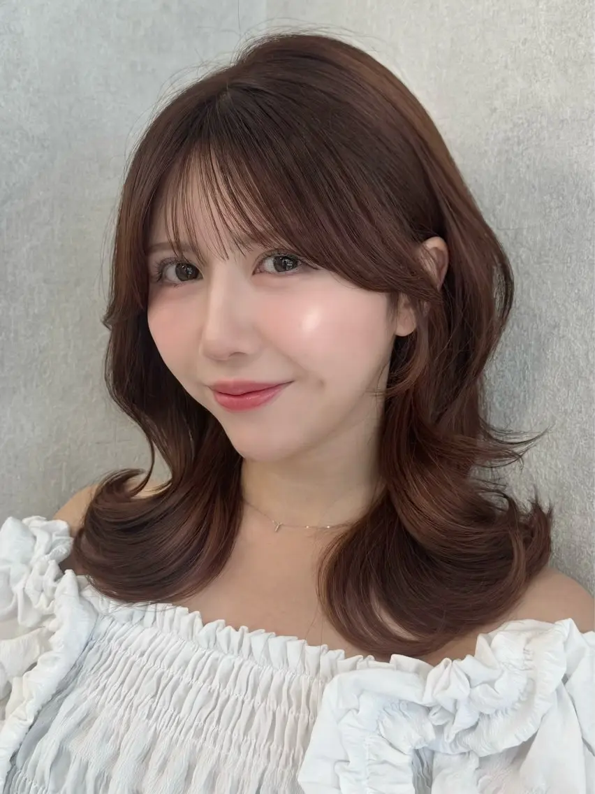 ミディアム 髪質改善 似合わせカット カット ヘアカラー 銀座／前髪顔周り/ 透明感カラー/danのヘアスタイル